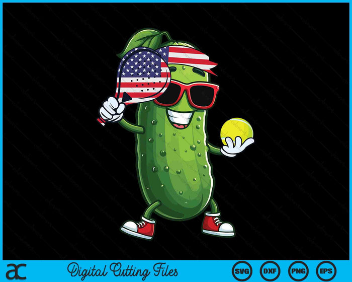 Patriotic Pickle Playing Tennis SVG PNG Digital Cutting Files Patriotic Pickle Playing Tennis SVG PNG Digital Cutting Files