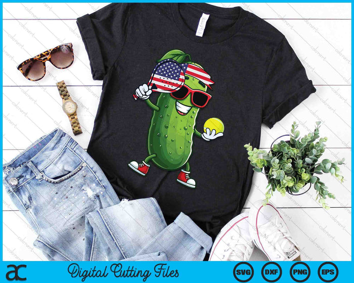 Patriotic Pickle Playing Tennis SVG PNG Digital Cutting Files Patriotic Pickle Playing Tennis SVG PNG Digital Cutting Files