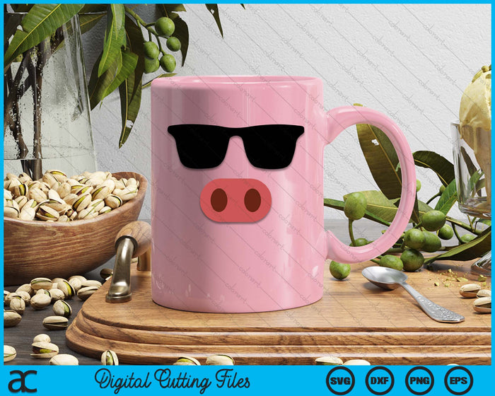 Pink Pig Face Cool Sunglasses Cute Halloween Costume SVG PNG Digital Cutting Files Pink Pig Face Cool Sunglasses Cute Halloween Costume SVG PNG Digital Cutting Files