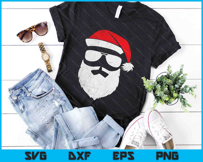 Funny Santa Claus Face Sunglasses With Hat Beard Christmas SVG PNG Digital Cutting Files Funny Santa Claus Face Sunglasses With Hat Beard Christmas SVG PNG Digital Cutting Files