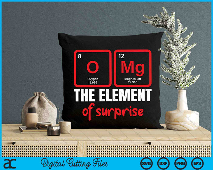 Funny Science Chemistry OMg The Element Of Surprise SVG PNG Digital Cutting Files