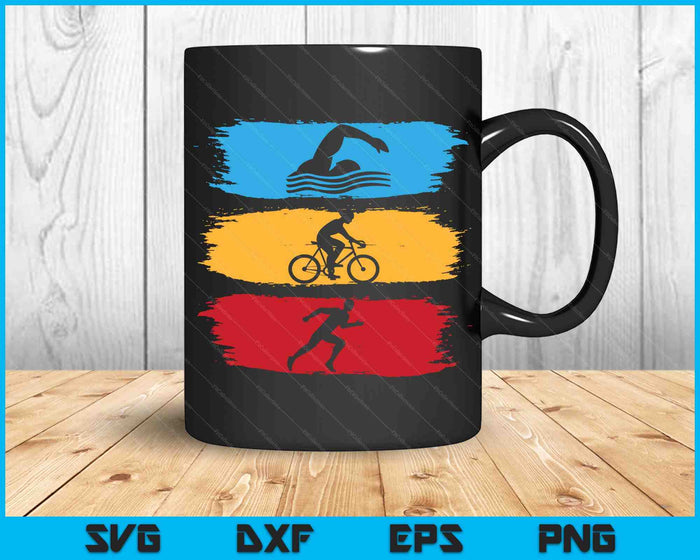 Funny Triathlon Swim Bike Run Design Men Women SVG PNG Digital Cutting Files