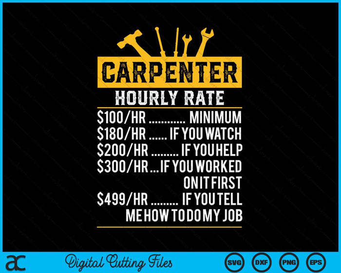 Funny Vintage Carpenter Apparel Woodworking Hourly Rate SVG PNG Digital Cutting Files Funny Vintage Carpenter Apparel Woodworking Hourly Rate SVG PNG Digital Cutting Files