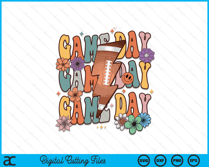 Game Day American Football Season Groovy Football Girl Team SVG PNG Digital Cutting Files Game Day American Football Season Groovy Football Girl Team SVG PNG Digital Cutting Files