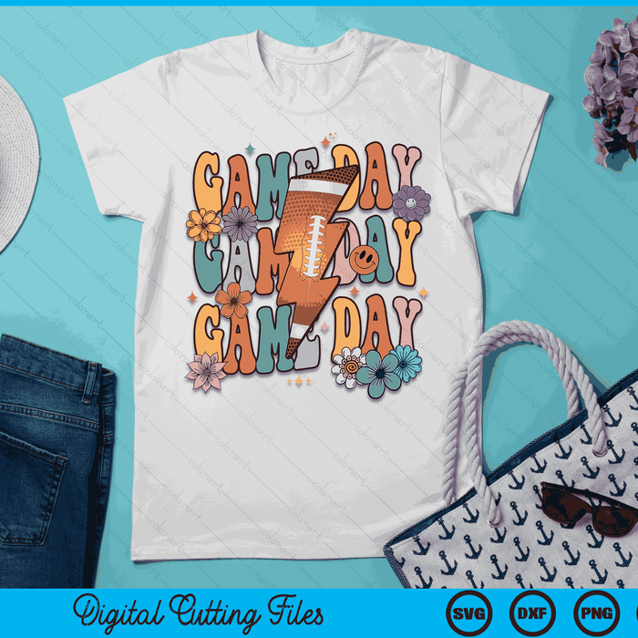 Game Day American Football Season Groovy Football Girl Team SVG PNG Digital Cutting Files Game Day American Football Season Groovy Football Girl Team SVG PNG Digital Cutting Files