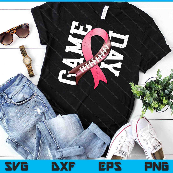 Game Day Breast Cancer Awareness Pink Football Ribbon SVG PNG Digital Cutting Files Game Day Breast Cancer Awareness Pink Football Ribbon SVG PNG Digital Cutting Files