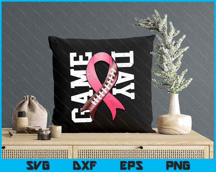 Game Day Breast Cancer Awareness Pink Football Ribbon SVG PNG Digital Cutting Files Game Day Breast Cancer Awareness Pink Football Ribbon SVG PNG Digital Cutting Files