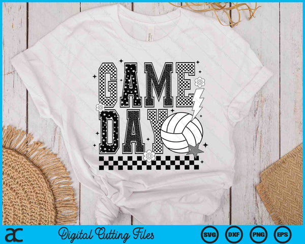 Game Day Volleyball Checkered Funny Volleyball SVG PNG Digital Printable Files