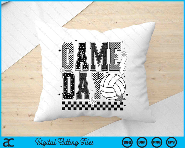 Game Day Volleyball Checkered Funny Volleyball SVG PNG Digital Printable Files