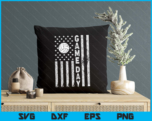 Game Day With Flag Volleyball Lovers Mom Dad SVG PNG Digital Printable Files