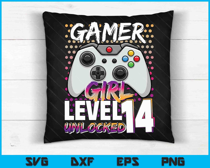 Gamer Girl Level 14 Unlocked Video Game 14th Birthday Gift SVG PNG Digital Cutting Files Gamer Girl Level 14 Unlocked Video Game 14th Birthday Gift SVG PNG Digital Cutting Files