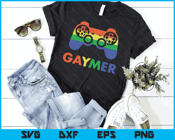 Gaymer Gay Pride Rainbow Gamer Gaming LGBTQ SVG PNG Digital Cutting Files
