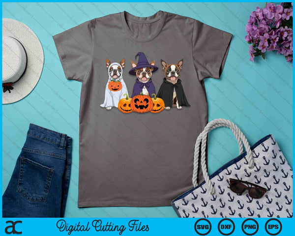 Ghost And Witch Boston Terrier Halloween SVG PNG Digital Printable Files