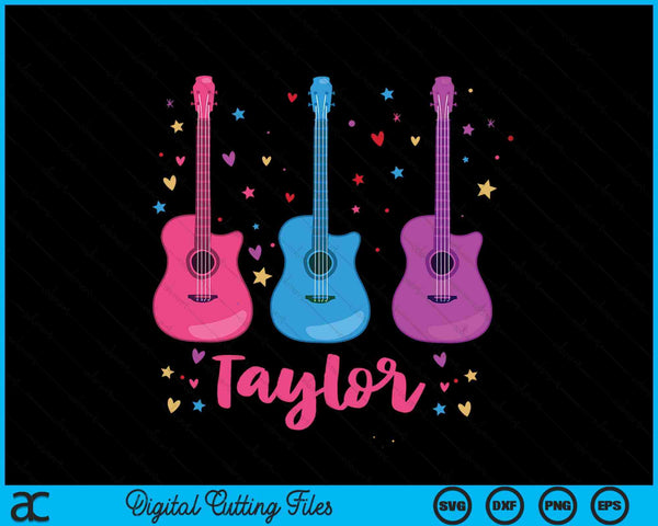 Girl Retro Taylor First Name Personalized Groovy 80's Pink SVG PNG Digital Cutting Files