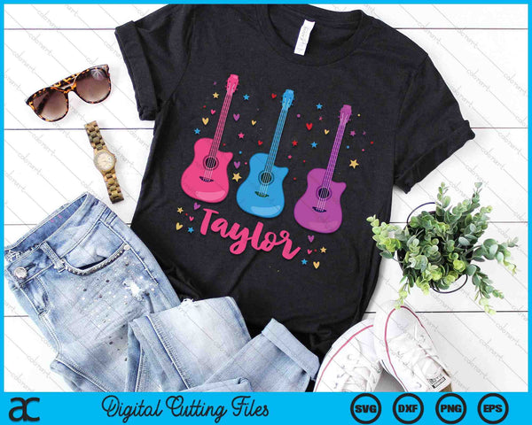 Girl Retro Taylor First Name Personalized Groovy 80's Pink SVG PNG Digital Cutting Files