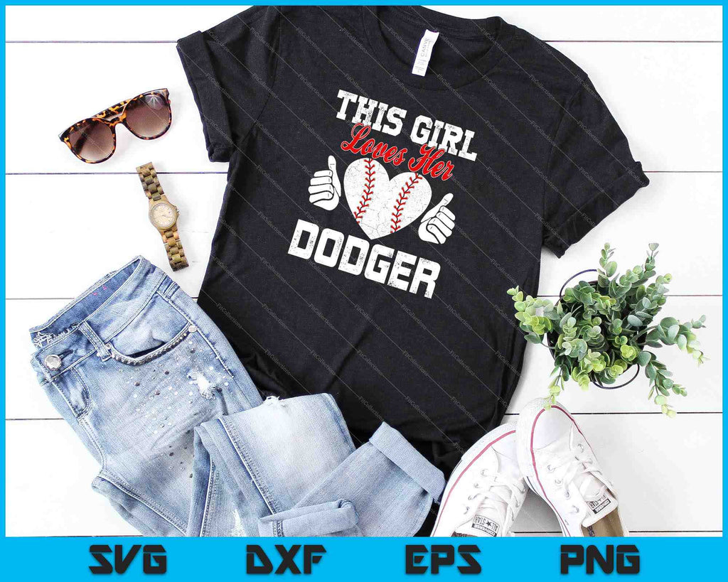 Girls Loves Her Dodger Baseball Sport Cute SVG PNG Files – creativeusarts