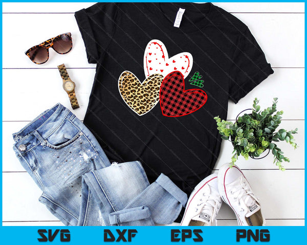 Girls Valentines Day Shirts Hearts Love Leopard Red Plaid SVG PNG Digital Printable Files