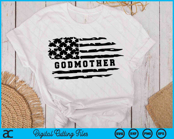 Godmother Distressed American Flag SVG PNG Digital Cutting Files