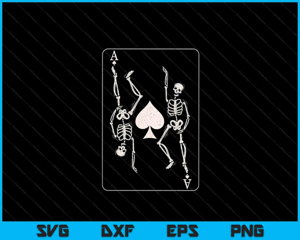 Goth Punk Ace Of Spades Card Shark Gambler Skeleton SVG PNG Digital Cutting Files