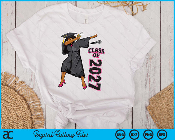 Graduation Gift Her Seniors Class of 2027 Black Girl SVG PNG Digital Printable Files