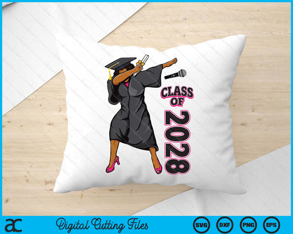 Graduation Gift Her Seniors Class of 2028 Black Girl SVG PNG Digital Printable Files