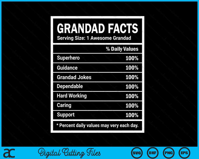 Grandad Facts Father's Day SVG PNG Digital Cutting Files Grandad Facts Father's Day SVG PNG Digital Cutting Files