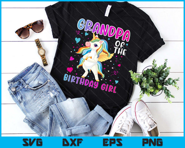 Grandpa Of The Birthday Girl Flossing Unicorn Grandpa Gifts SVG PNG Digital Printable Files