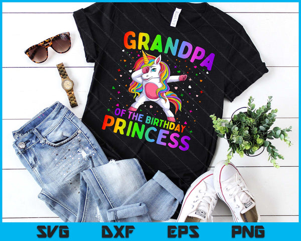 Grandpa Of The Birthday Princess Girl Dabbing Unicorn SVG PNG Digital Printable Files