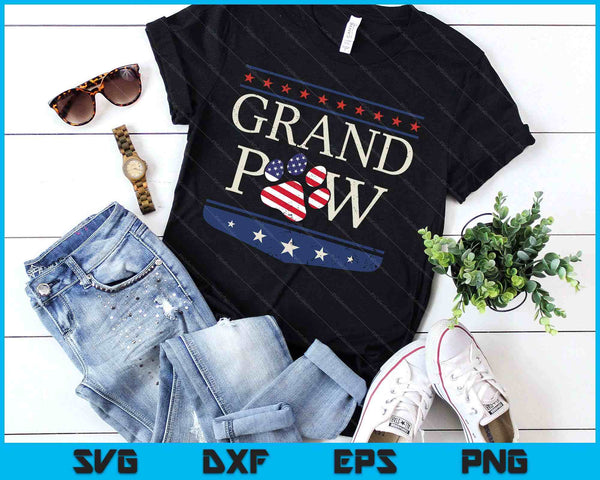 Grandpaw  Dog Grandpa Father's Day Grandkids Patriotic SVG PNG Digital Printable Files