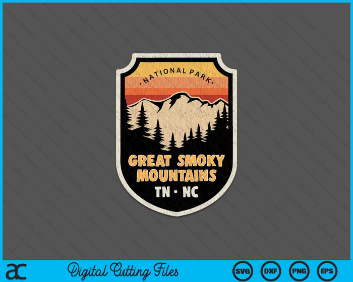 Great Smoky Mountains National Park Vintage Crest SVG PNG Digital Printable Files Great Smoky Mountains National Park Vintage Crest SVG PNG Digital Printable Files