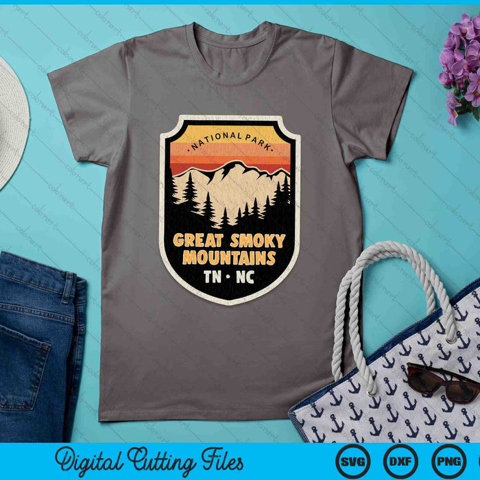 Great Smoky Mountains National Park Vintage Crest SVG PNG Digital Printable Files Great Smoky Mountains National Park Vintage Crest SVG PNG Digital Printable Files
