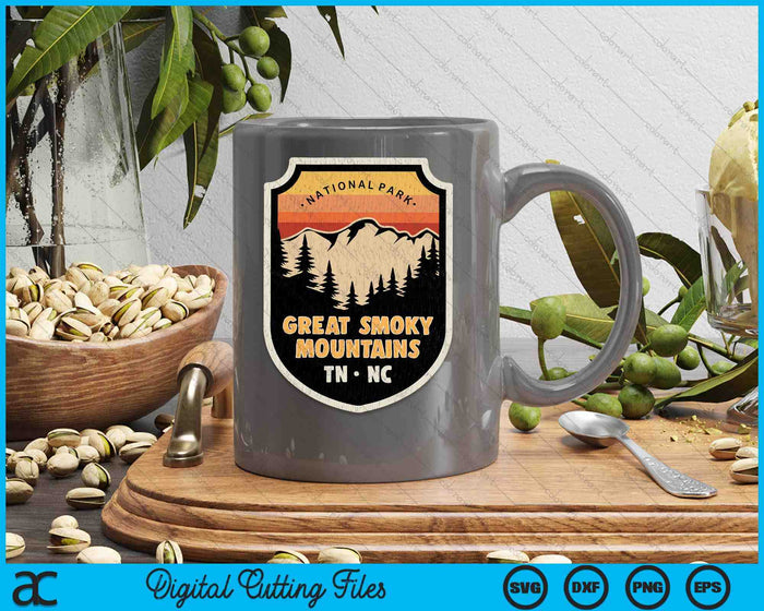 Great Smoky Mountains National Park Vintage Crest SVG PNG Digital Printable Files Great Smoky Mountains National Park Vintage Crest SVG PNG Digital Printable Files