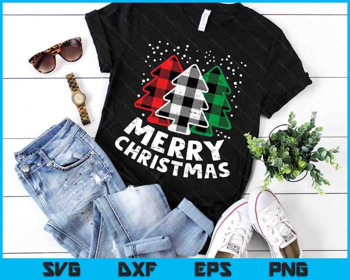 Green White Red Buffalo Plaid Merry Christmas Trees SVG PNG Digital Printable Files Green White Red Buffalo Plaid Merry Christmas Trees SVG PNG Digital Printable Files