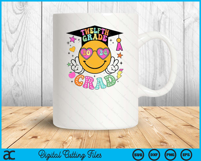 Groovy 12th Grade Graduate Happy Face Graduation 2024 Grad SVG PNG Digital Cutting Files Groovy 12th Grade Graduate Happy Face Graduation 2024 Grad SVG PNG Digital Cutting Files