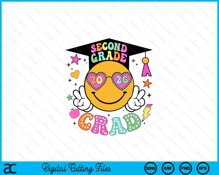 Groovy 2nd Grade Graduate Happy Face Graduation 2026 Grad SVG PNG Digital Cutting Files Groovy 2nd Grade Graduate Happy Face Graduation 2026 Grad SVG PNG Digital Cutting Files