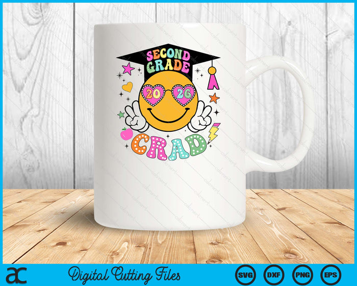 Groovy 2nd Grade Graduate Happy Face Graduation 2026 Grad SVG PNG Digital Cutting Files Groovy 2nd Grade Graduate Happy Face Graduation 2026 Grad SVG PNG Digital Cutting Files