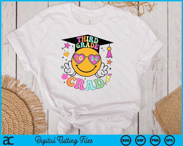 Groovy 3rd Grade Graduate Happy Face Graduation 2024 Grad SVG PNG Digital Cutting Files Groovy 3rd Grade Graduate Happy Face Graduation 2024 Grad SVG PNG Digital Cutting Files