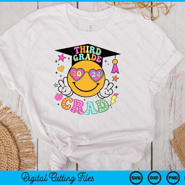Groovy 3rd Grade Graduate Happy Face Graduation 2024 Grad SVG PNG Digital Cutting Files Groovy 3rd Grade Graduate Happy Face Graduation 2024 Grad SVG PNG Digital Cutting Files