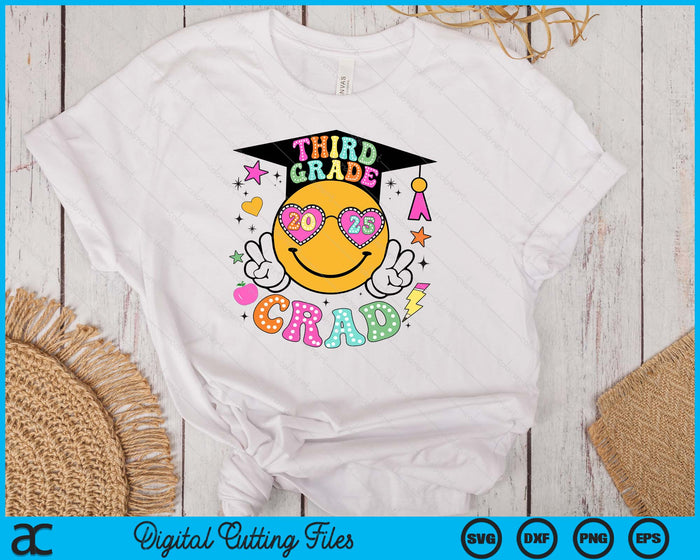 Groovy 3rd Grade Graduate Happy Face Graduation 2025 Grad SVG PNG Digital Cutting Files Groovy 3rd Grade Graduate Happy Face Graduation 2025 Grad SVG PNG Digital Cutting Files