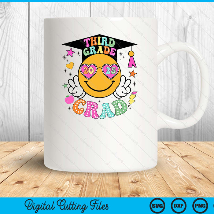 Groovy 3rd Grade Graduate Happy Face Graduation 2025 Grad SVG PNG Digital Cutting Files Groovy 3rd Grade Graduate Happy Face Graduation 2025 Grad SVG PNG Digital Cutting Files