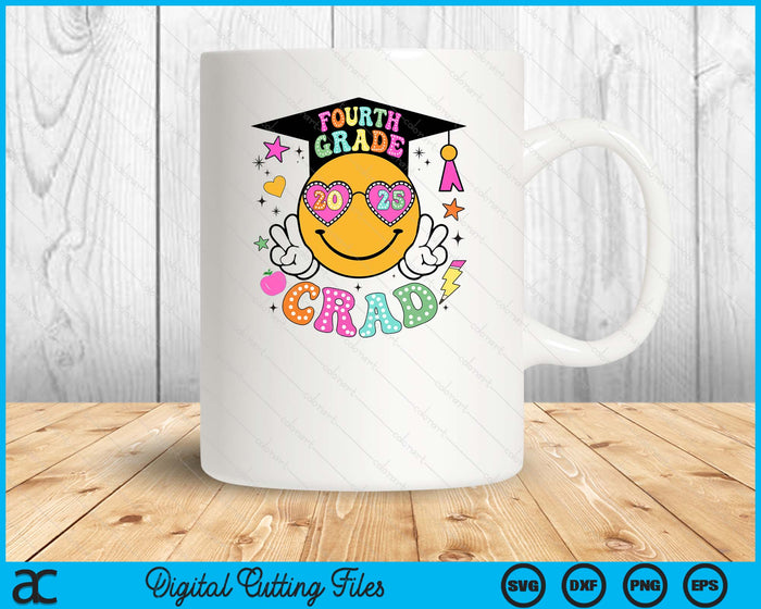 Groovy 4th Grade Graduate Happy Face Graduation 2025 Grad SVG PNG Digital Cutting Files Groovy 4th Grade Graduate Happy Face Graduation 2025 Grad SVG PNG Digital Cutting Files