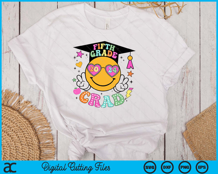 Groovy 5th Grade Graduate Happy Face Graduation 2024 Grad SVG PNG Digital Cutting Files Groovy 5th Grade Graduate Happy Face Graduation 2024 Grad SVG PNG Digital Cutting Files