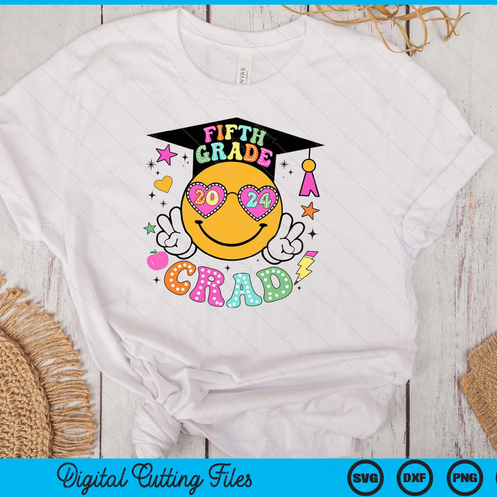 Groovy 5th Grade Graduate Happy Face Graduation 2024 Grad SVG PNG Digital Cutting Files Groovy 5th Grade Graduate Happy Face Graduation 2024 Grad SVG PNG Digital Cutting Files