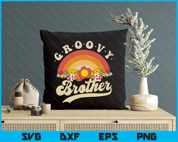 Groovy Brother Retro Rainbow Colorful Flowers Design SVG PNG Digital Printable Files