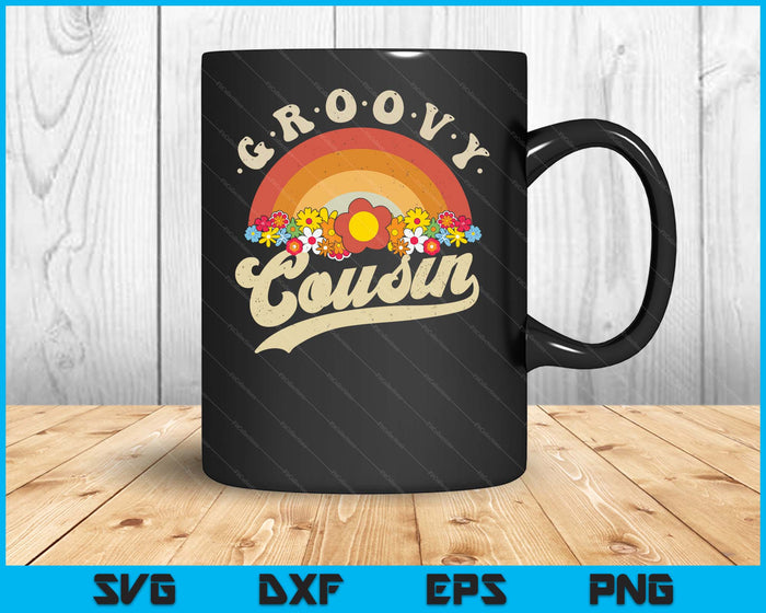 Groovy Cousin Retro Rainbow Colorful Flowers Design SVG PNG Digital Printable Files Groovy Cousin Retro Rainbow Colorful Flowers Design SVG PNG Digital Printable Files