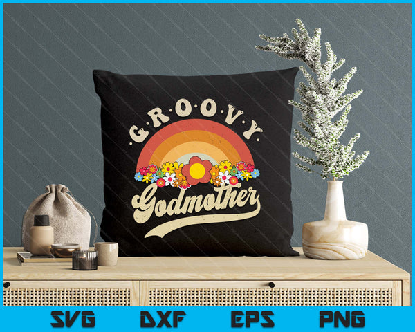 Groovy Godmother Retro Rainbow Colorful Flowers Design SVG PNG Digital Printable Files