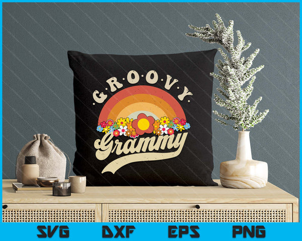 Groovy Grammy Retro Rainbow Colorful Flowers Design SVG PNG Digital Printable Files