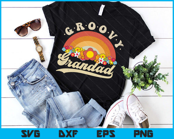 Groovy Grandad Retro Rainbow Colorful Flowers Design SVG PNG Digital Printable Files