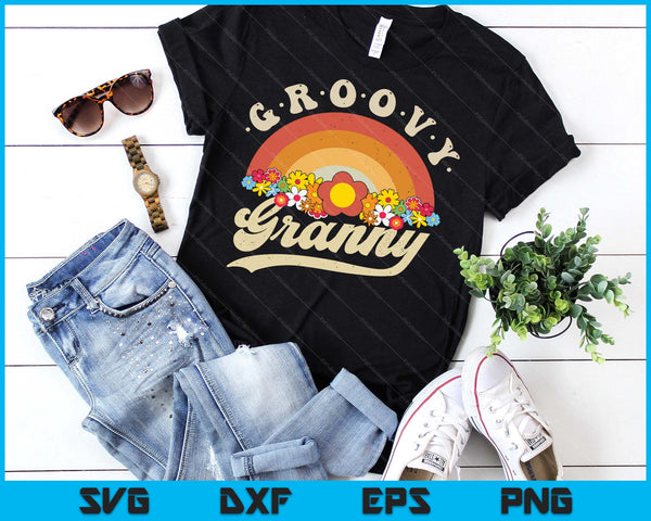 Groovy Granny Retro Rainbow Colorful Flowers SVG PNG Digital Printable Files