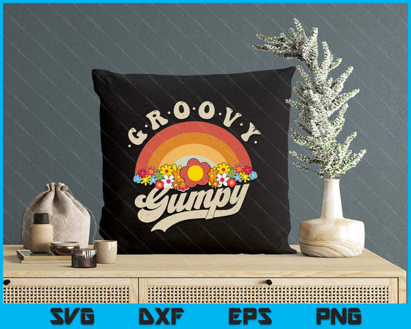Groovy Gumpy Retro Rainbow Colorful Flowers SVG PNG Digital Printable Files